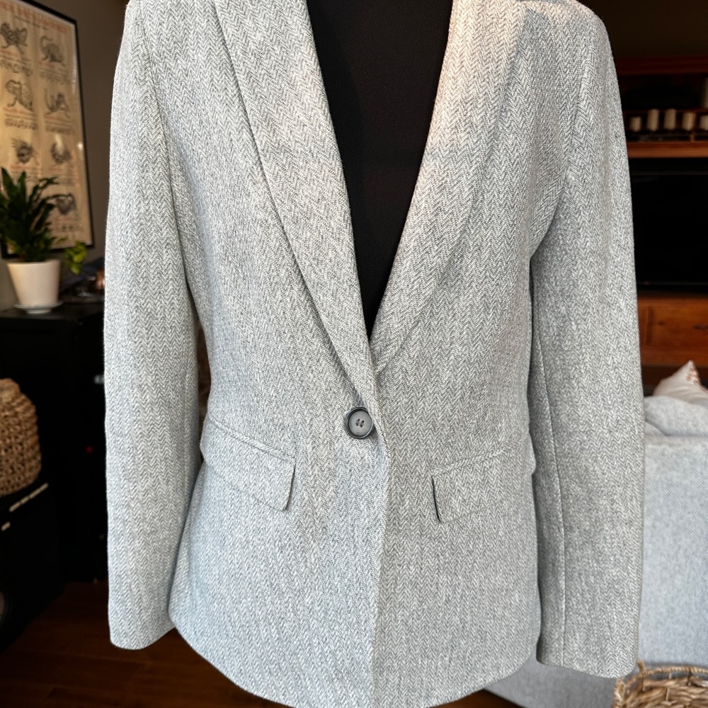 LOFT Light Gray Textured Blazer